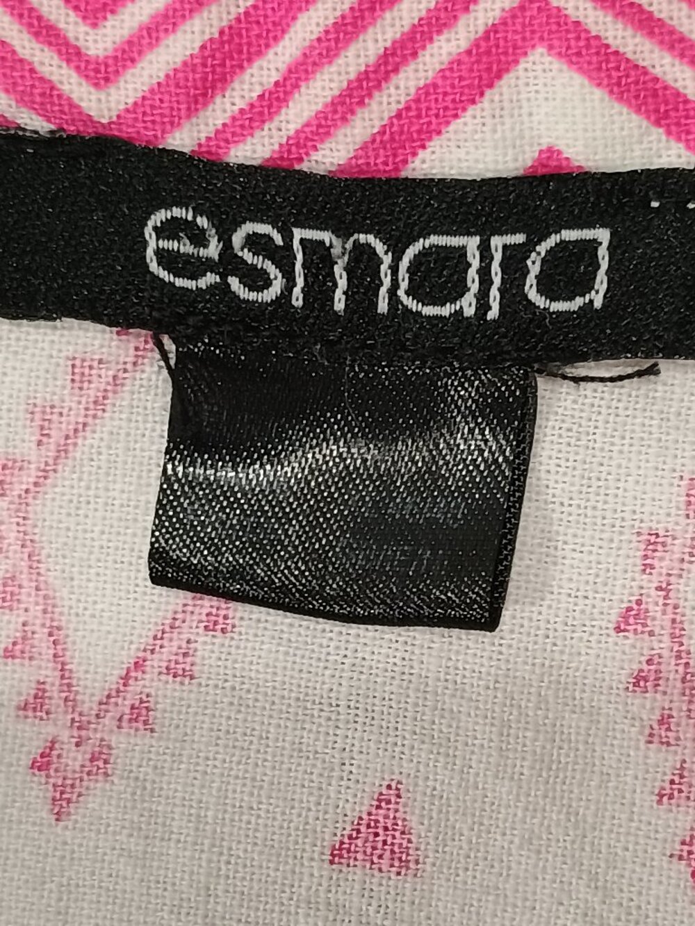 Esmara Pink Black White Geometric Tiered Boho Mini Dress 3/4 Bell Sleeve L - Picture 6 of 8